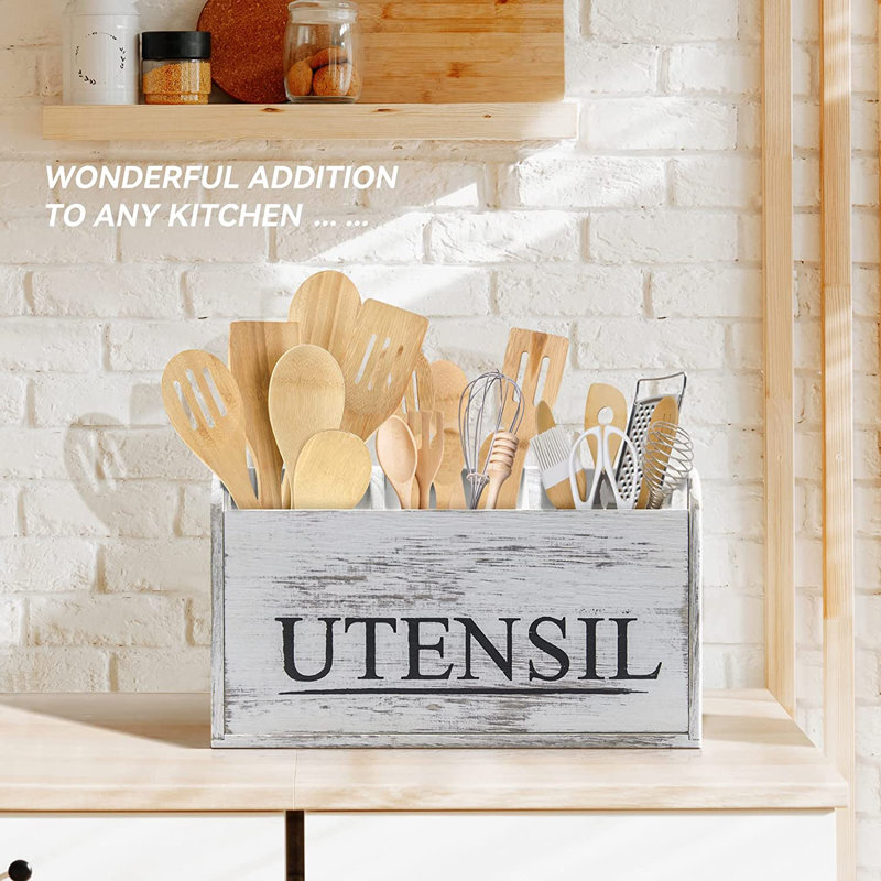 Wood Rectangle Flatware Caddy