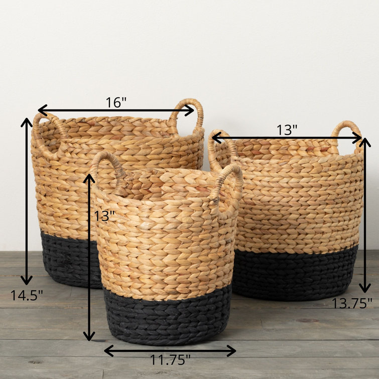 Gracie Oaks XLarge Round Cotton Rope Storage Basket Bin Organizer Laundry Hamper with Leather Handles, 21 x 21 x 14, Extra Large Blanket Woven Toy Basket for Baby