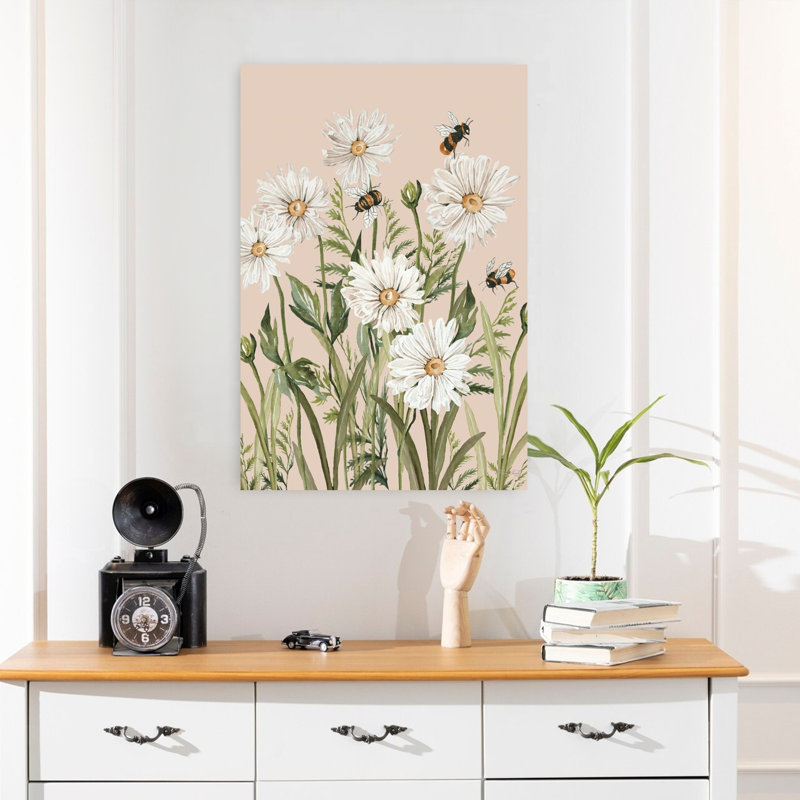 «A Buzzing Ballet Contemporary Bee Daisy», art naturel, H 24 po x l 16 po