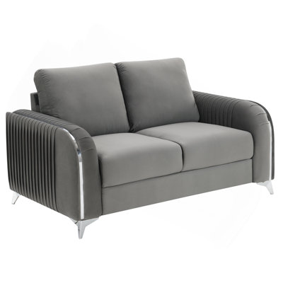 Wenona Gray Velvet Loveseat