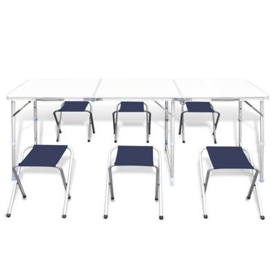 Table de camping pliable avec tabourets réglables en hauteur