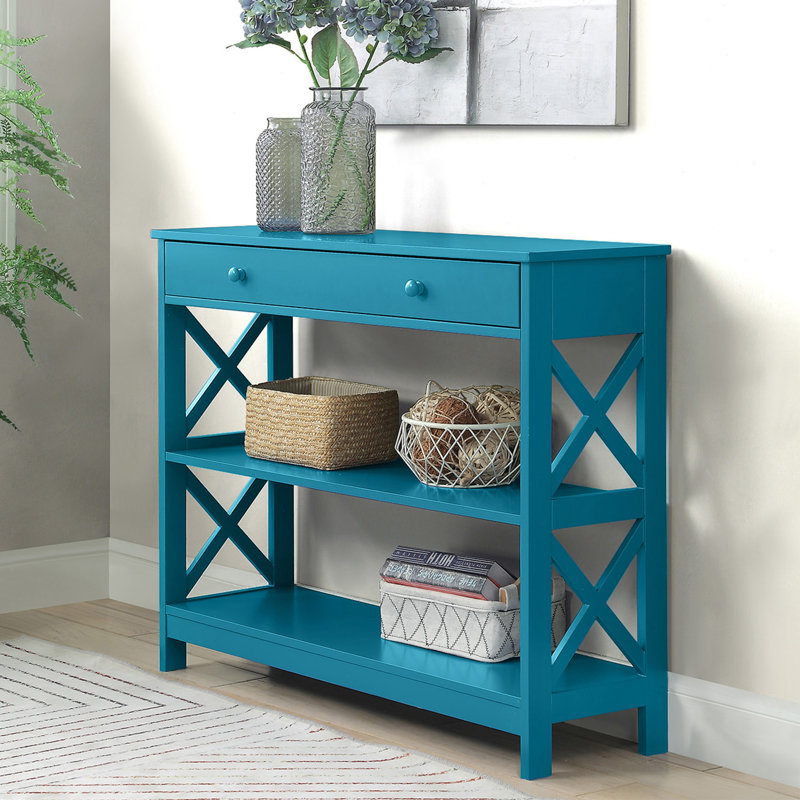 Aafko 39.5" Console Table, Blue, 31.5" H x 39.5" W x 12" D