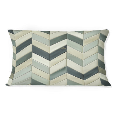 Imprimé chevron vert beige - Coussin lombaire moderne