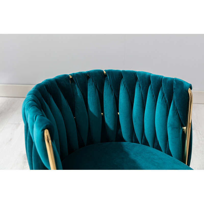 Fauteuil en velours Uresti, Velours vert sarcelle, Doré