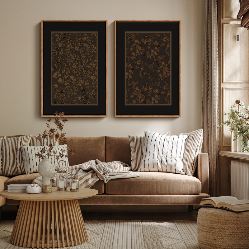 Framed Wall Art Abstract Vintage Antique Classic for Bedroom - 24"x36"x2 panels, Natural, 36" H x 24" W