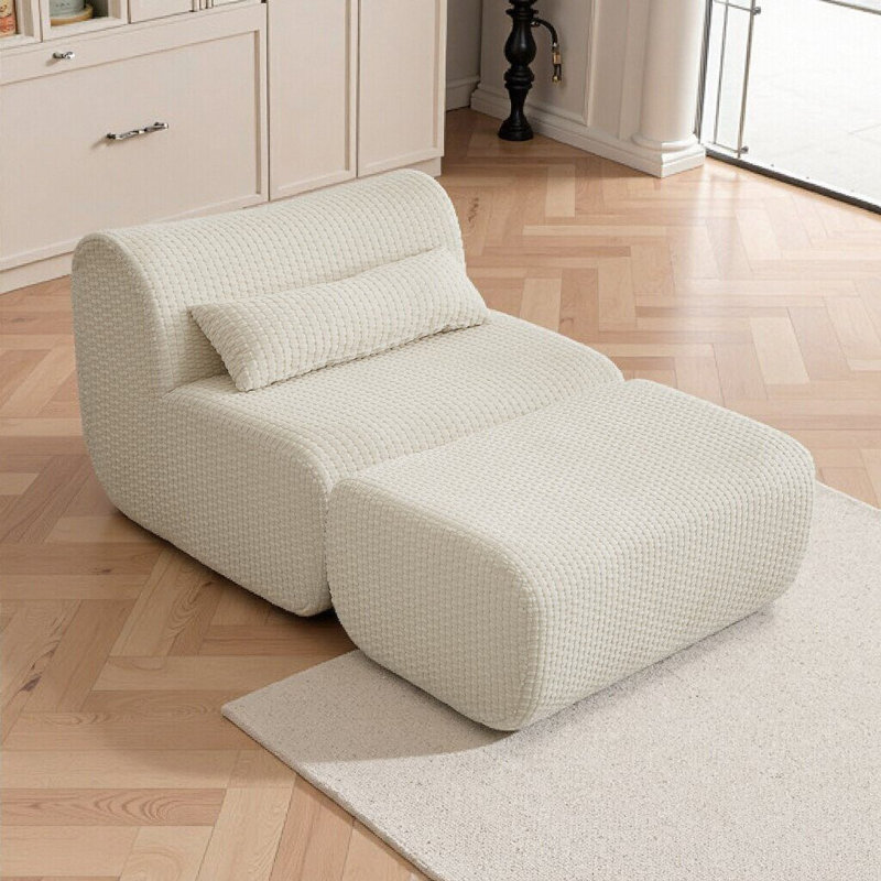 Canapé moelleux inspiré des nuages avec support à ressorts ensachés, tissu en velours côtelé durable, aucun assemblage requis