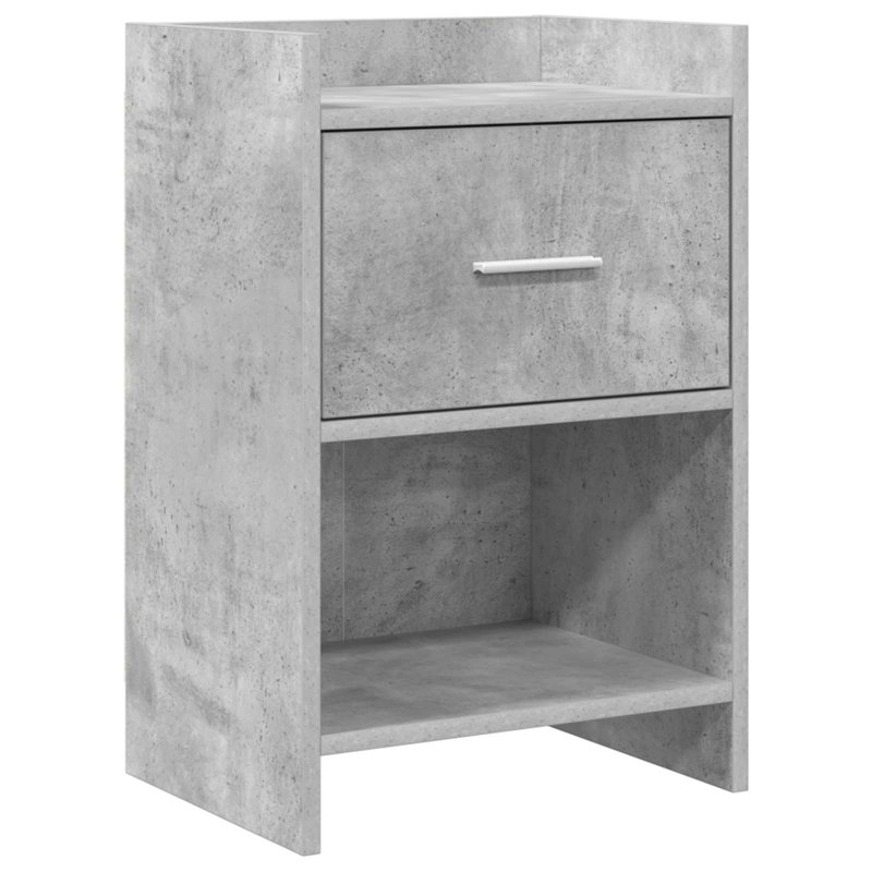 40cm W Composite Bedside Table, Concrete Grey