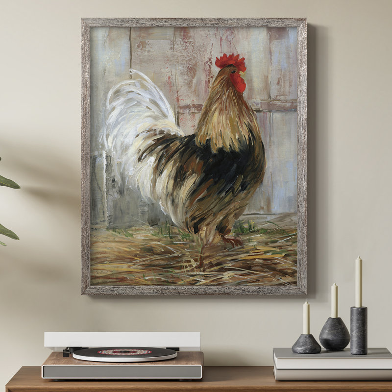 Farmhouse Rooster, reproduction encadrée - bois massif, H 11 po x l 9 po