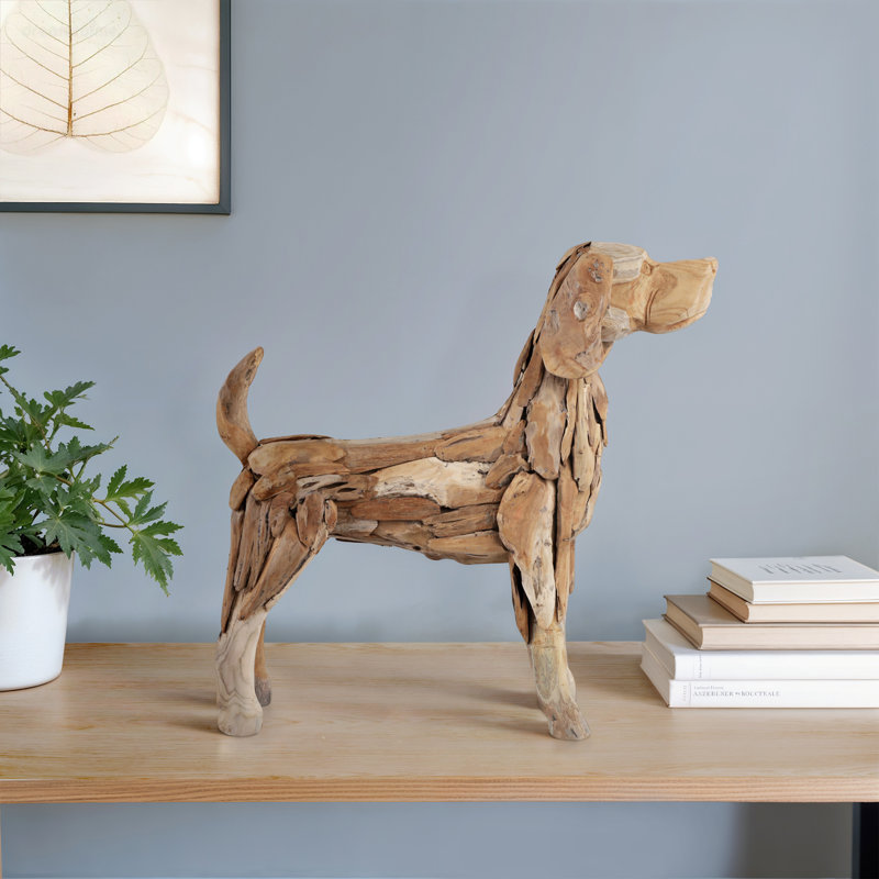 Sculpture chien Hound Beagle Driftwood 28 "pour la maison, brun
