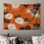 Tapisserie murale florale orange noire - décoration murale florale