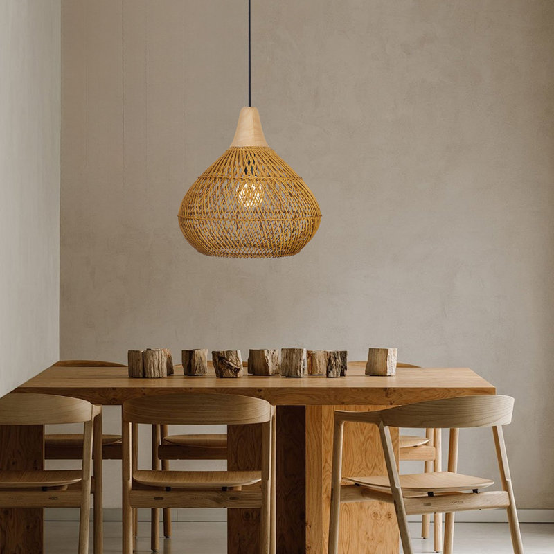 Luminaire suspendu en rotin pour îlot de cuisine, H 78 po x l 15,75 po x P 15,75 po