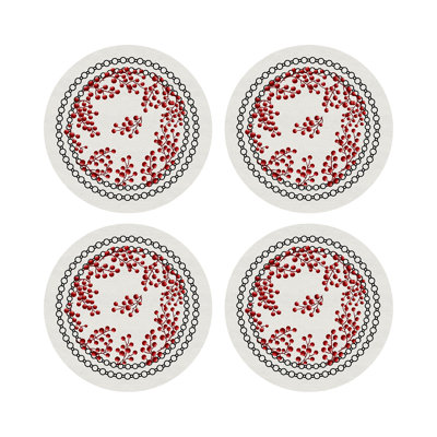 Christmas Berries Vegan Leather Round Pebble Placemat