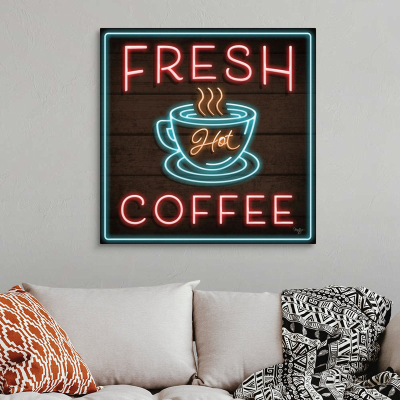 «Neon Fresh Coffee» par Mollie B., reproduction d'art sur toile tendue, Toile tendue, H 36 po x l 36 po x P 1,25 po