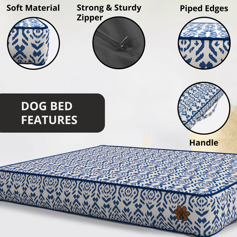 Dellia Geometric Polyester Pet Bed, Large (35" W x 27" D x 4" H)