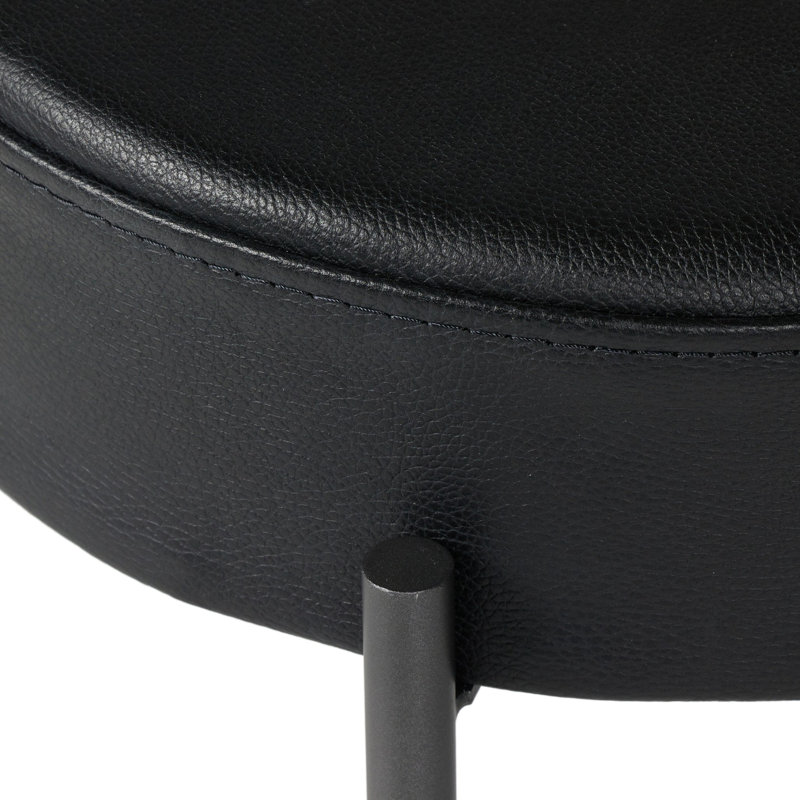 Tabouret de bar et de comptoir Eugenia, Cuir - Noir, Tabouret de comptoir (siège d'une hauteur de 26 p