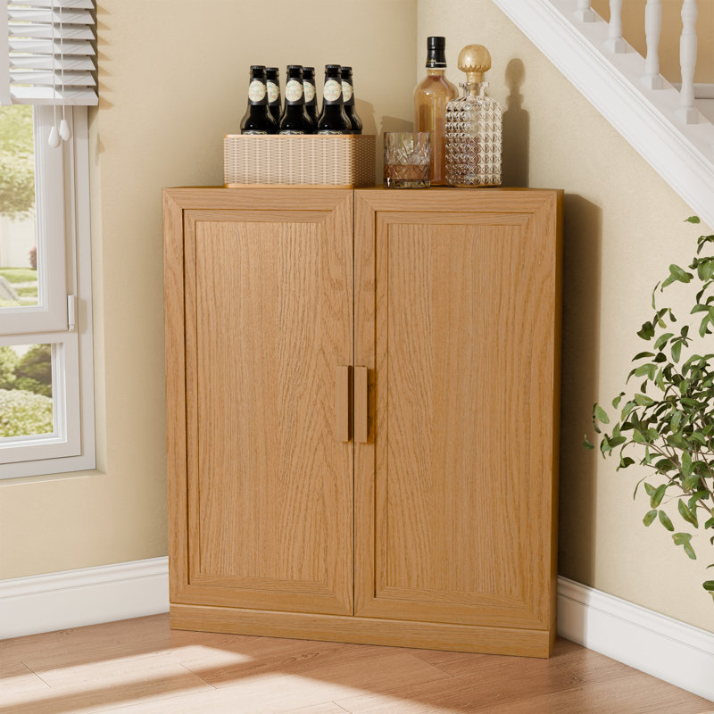Armoire de bar 36 po x H 31 po avec armoires de rangement de style campagnard et tablettes réglables pour le salon et la cuisine