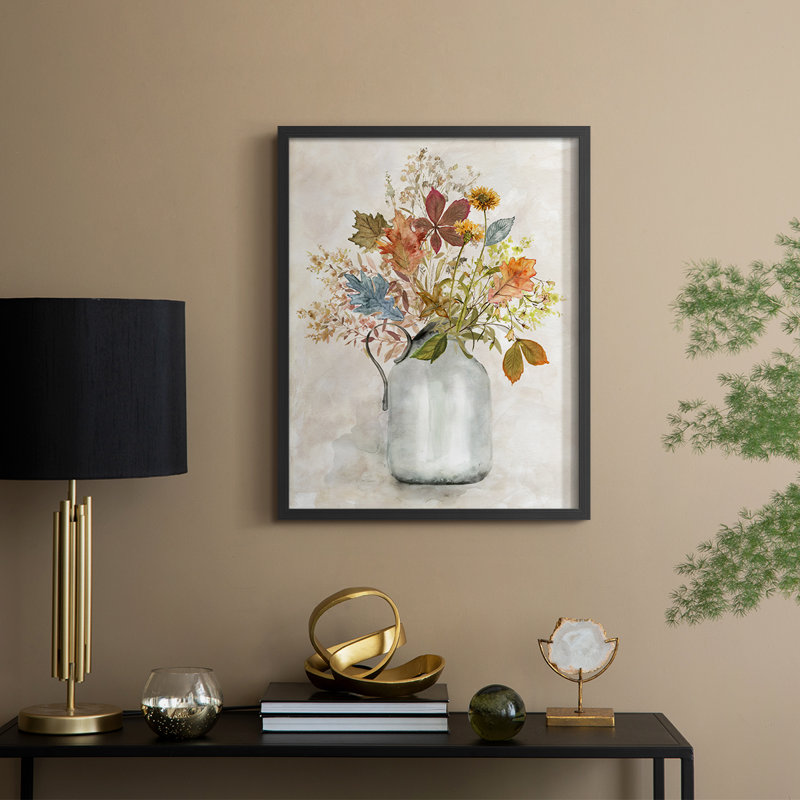 Autumn Bouquet I, reproduction encadrée - bois massif, H 11 po x l 9 po, Noir, noir, noir, noir