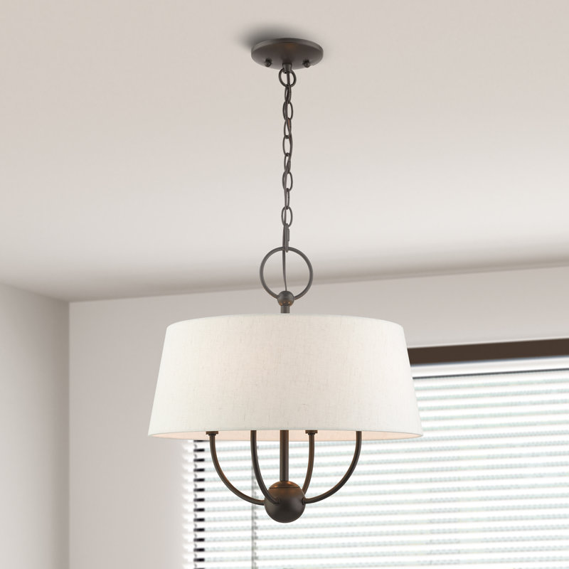 Luminaire suspendu tambour à 4 lumières Desra, Bronze anglais