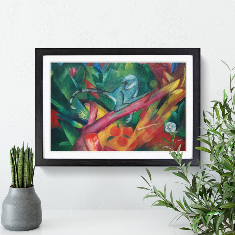 The Monkey by Franz Marc - Picture Frame Painting, Black Framed, 27cm H x 36cm W x 2cm D