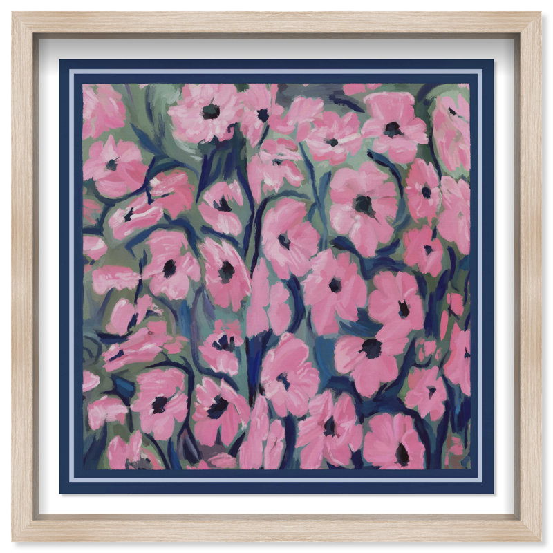 Night Blooms Shadowbox Abstract Print by Oliver Gal, Black Frame, 12 x 12, 13.5"H x 13.5"W, Natural Oak Shadowbox