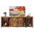 70" Farmhouse Sliding Barn Door TV Stand for TVs Up to 80" TVs, Entertainment Center Console Table with Adjustable Shevles-874423863-874423861