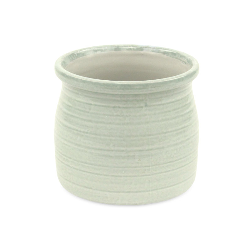 Mott Handmade Ceramic Pot Planter, 5.5" H x 6.25" W x 6.25" D, Green