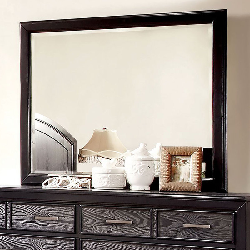 Miroir Bridger en gris, finition noire