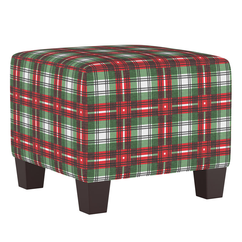 Fernando Upholstered Ottoman, Nicolas Plaid Green