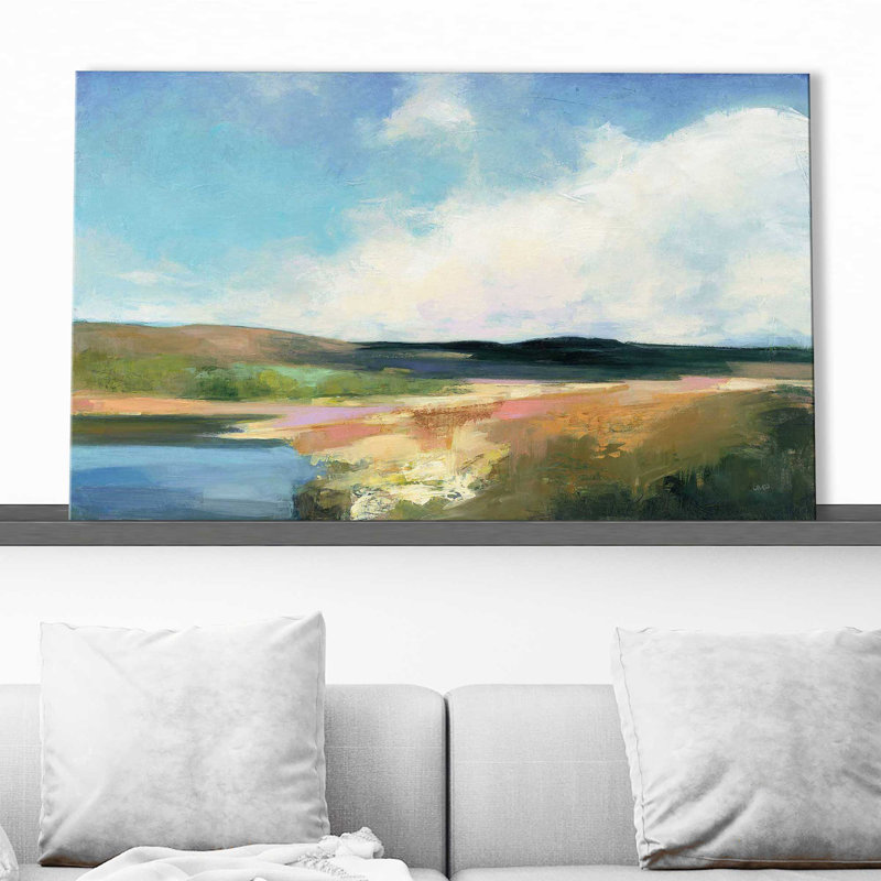 Aube, eau - peinture, Toile tendue, H 18 po x l 30 po x P 1 po