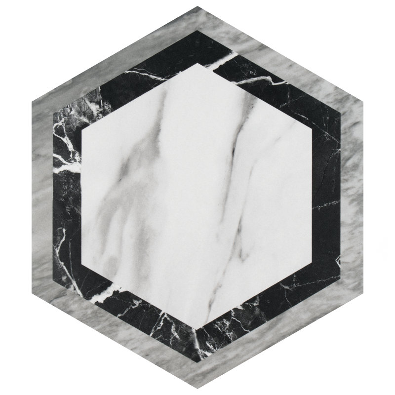 BioTech 11" x 13" Porcelain Wall & Floor Tile, Gray/Black