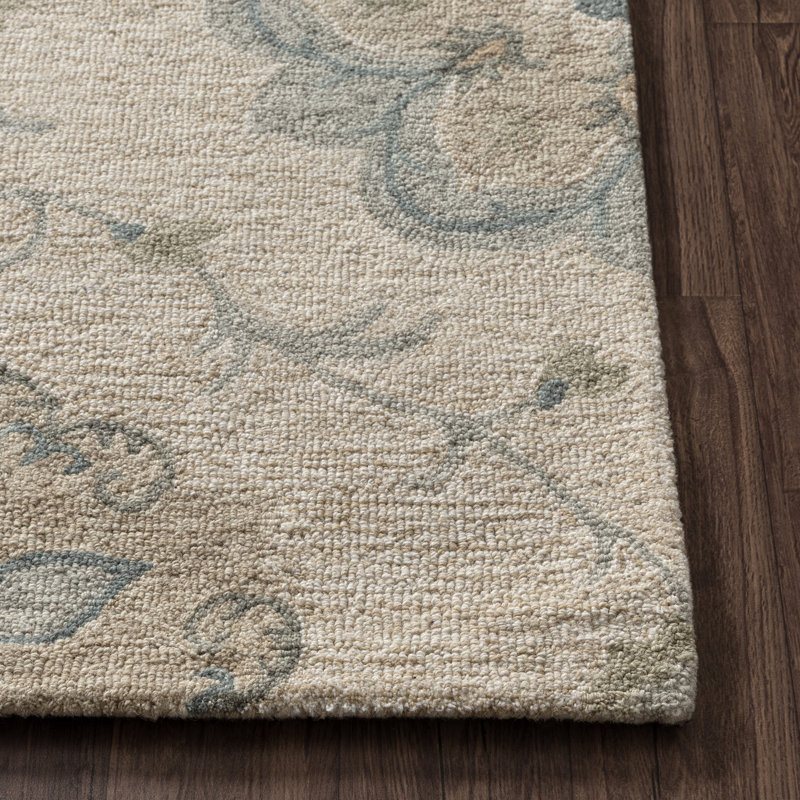 Tapis décoratif en laine naturel fabriqué à la main Munz, Rectangulaire 2 pi x 3 pi