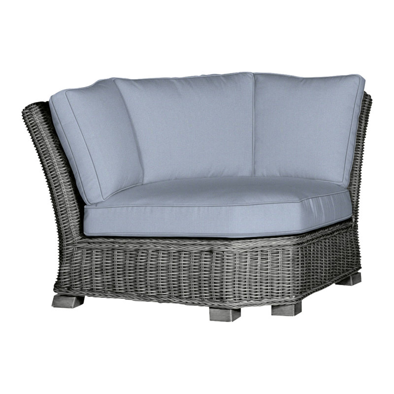 Canapé d'angle modulaire rustique tissé gris ardoise, Gris ardoise, Welt, Sunbrella® ‑ Arbor Chambray colombe