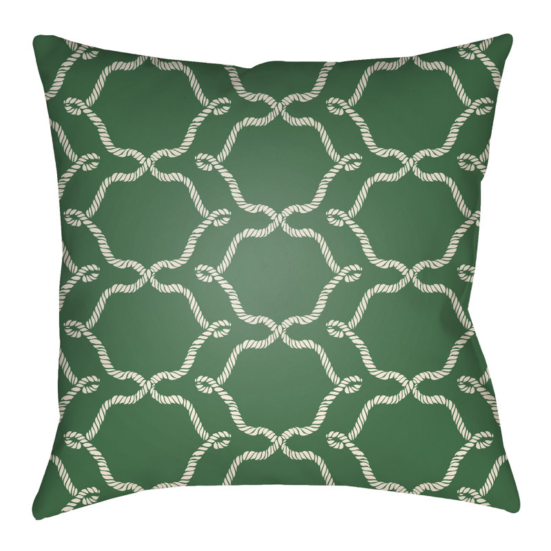 Coussin décoratif intérieur / extérieur Litchfield Conway, H 18 po x l 18 po, Vert / ivoire