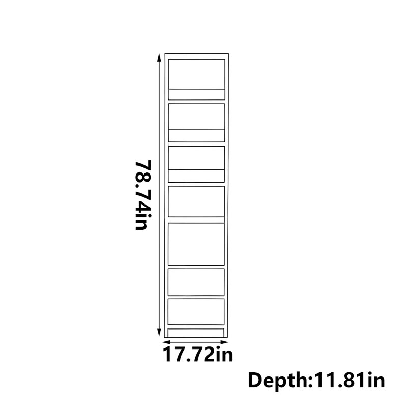 Bibliothèque classique et populaire de style américain, (4 tablettes) H 78,74 po x l 17,72 po x P 11,81 po