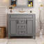 Meuble-lavabo 36 po avec lavabo supérieur, armoire de rangement moderne avec 2 portes à fermeture douce et 2 tiroirs, meuble-lavabo simple