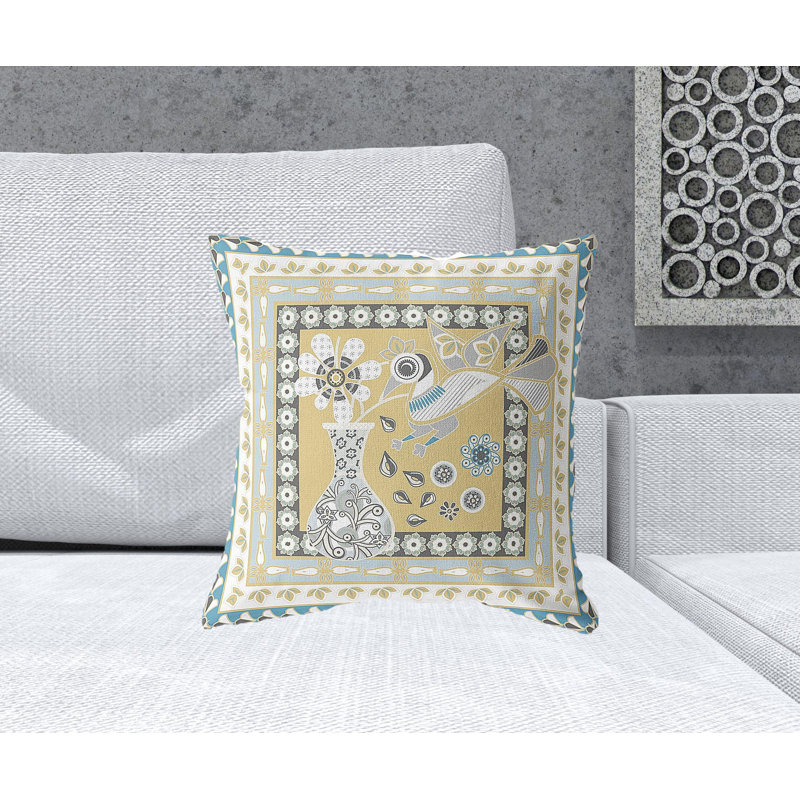 Coussin 18 po x 18 po, Beige / Blanc