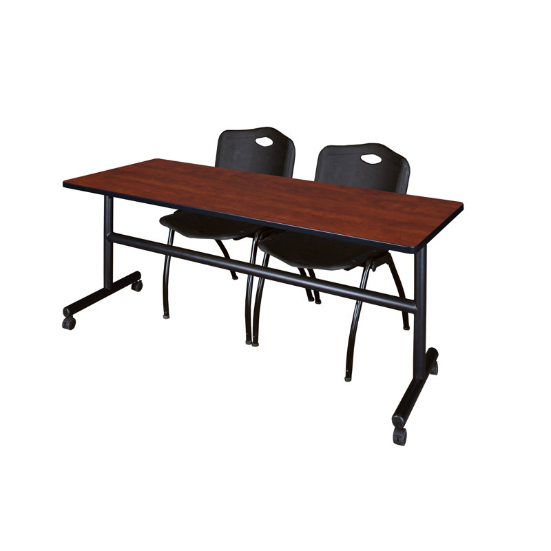 Table de nidification Nickls, 2 chaises empilables, H 29 po x l 72 po x P 24 po, Cerisier/Noir