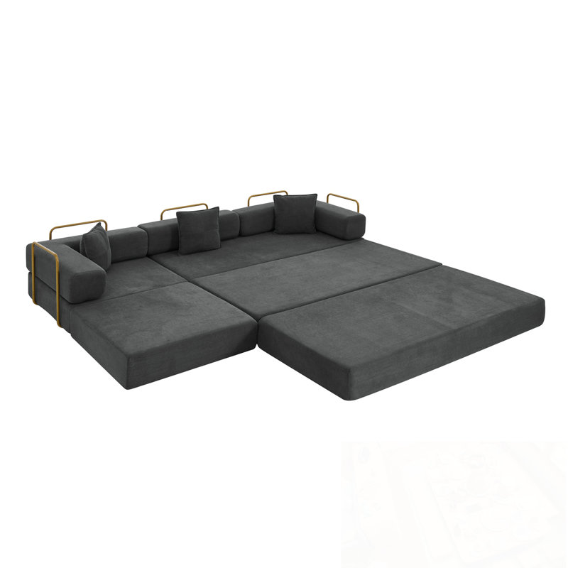 Canapé modulaire en L Boneless, Gris