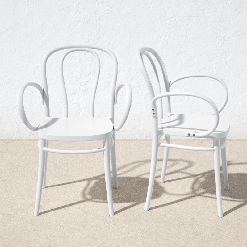 Farrah Stacking Patio Dining Armchair, White