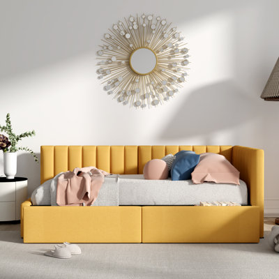 Gerniya Modern Linen Fabric Upholstered Daybed with Two Storage Drawers, Twin Size by Latitude Run