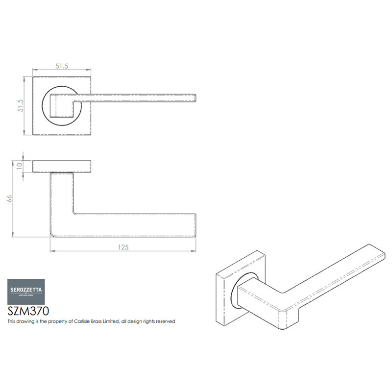 Serozzetta Latch Door Handle, Matt Black