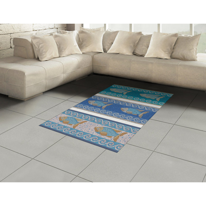 Mosaic High Density Long Fiber Poly Threads Decorative Area Rug Carpet, Rectangle 4' x 5'8"