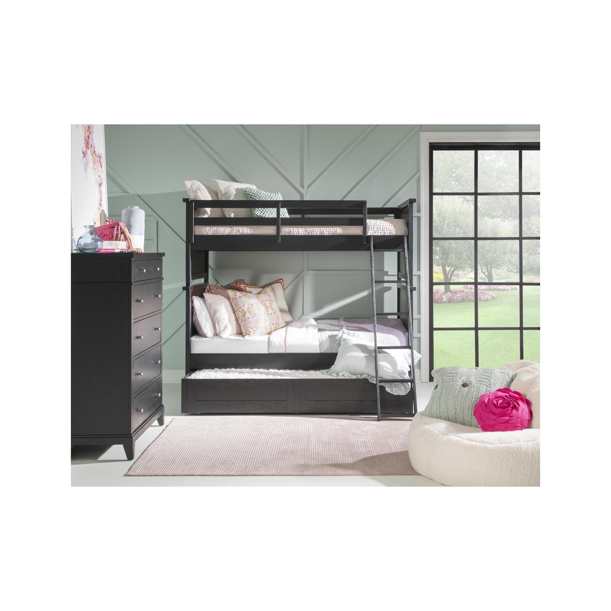 Today's Traditions Bunk Bed With Ladder, Twin Over Twin, Blacksmith