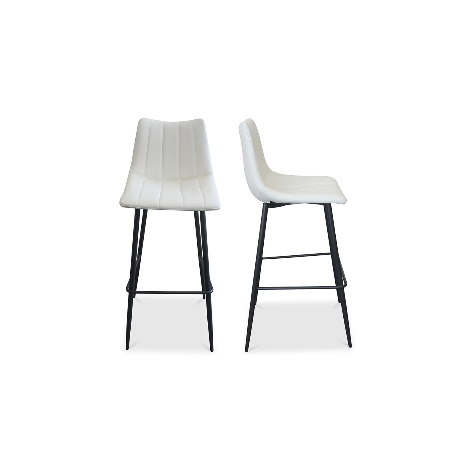 Finnigan Bar and Counter Stool, Bar Stool (30" Seat Height), Ivory/Faux Leather