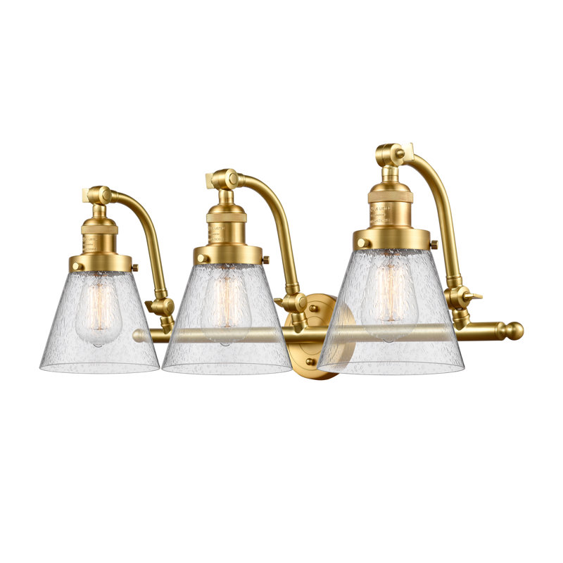 Kawamoto 3 - Light Dimmable Vanity Light, Seedy, Satin Gold, Bulb Not Included