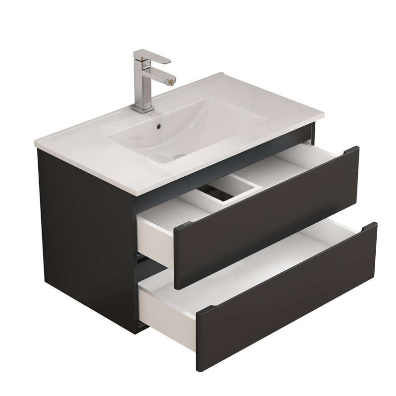 Meuble-lavabo mural 32 po, Black