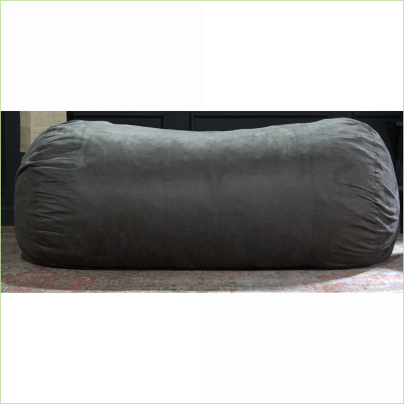 Fauteuil à billes cylindrique en suède 8 pieds pour adultes Jasper | Gris anthracite | Microfibre