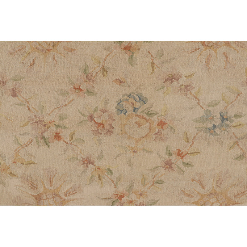 Rug & Kilim’S Aubusson Rug In Beige With Colorful Floral Patterns