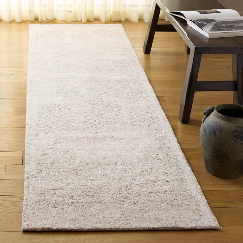 Laine touffetée à la main Nataiya 101; Tapis abstrait en coton, Tapis de couloir 2 pi 3 po x 9 pi