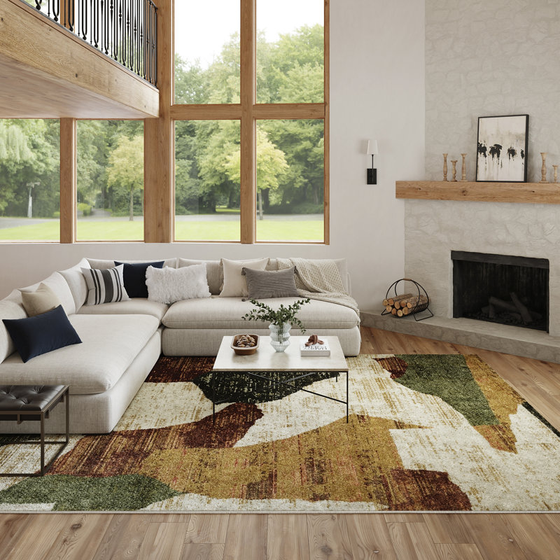 Colondro Beige Multi Modern Indoor Rug, Rectangle 8' x 10'
